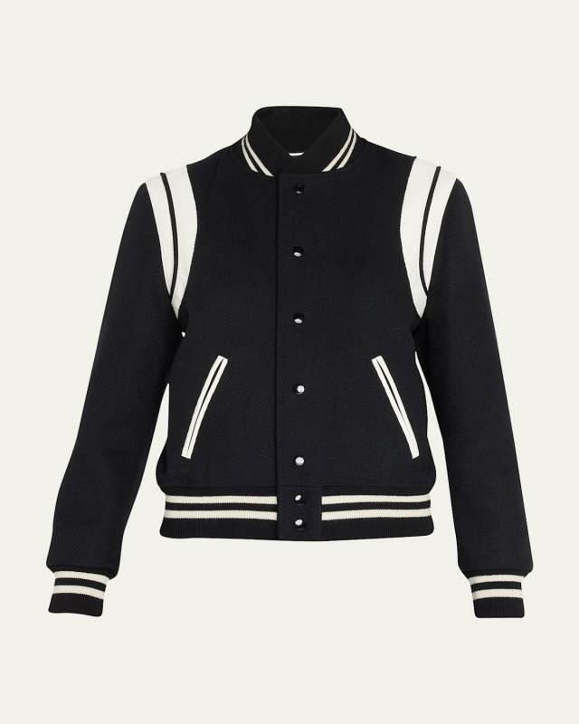 Classic Bicolor-Trim Teddy Jacket